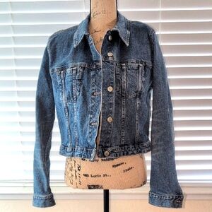 Zara Blue Jean Jacket Cropped Classic Design XL EUC